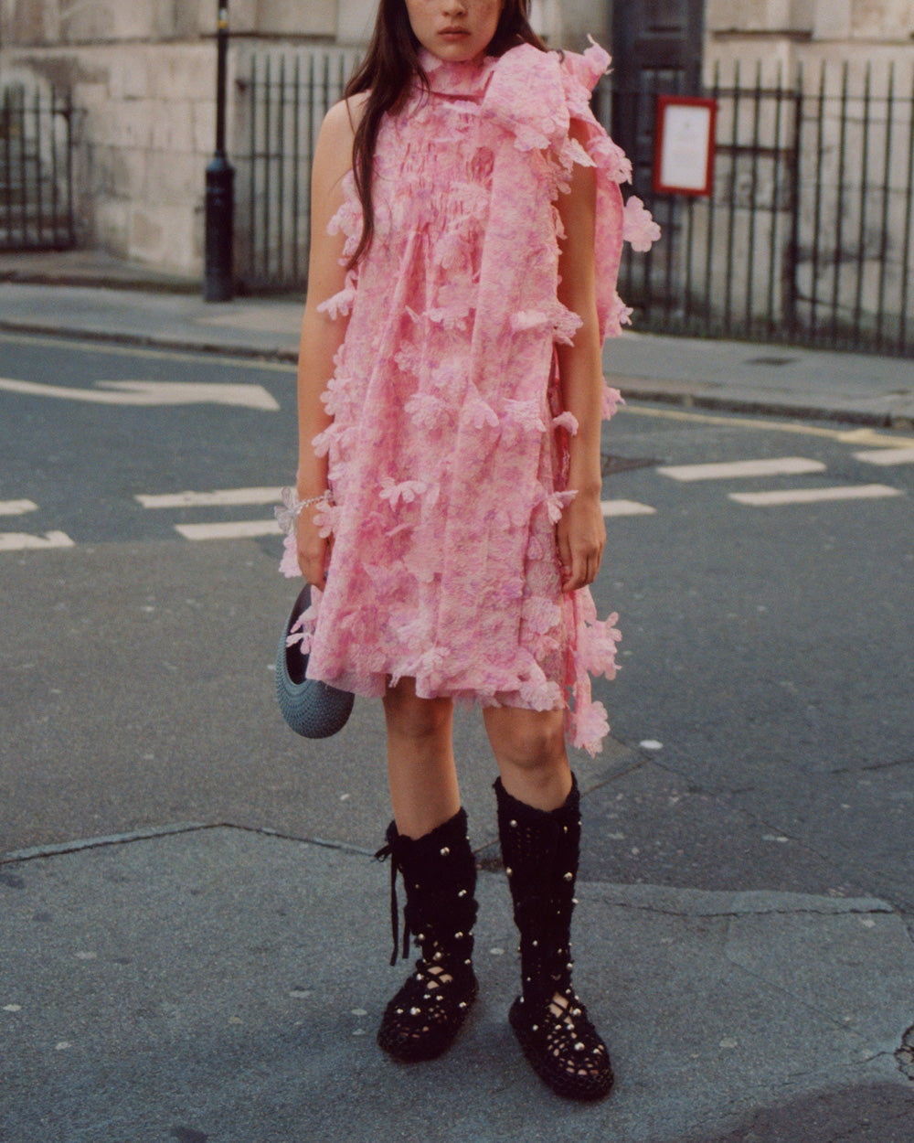 FLOWER-LASER CUT BOW DRESS