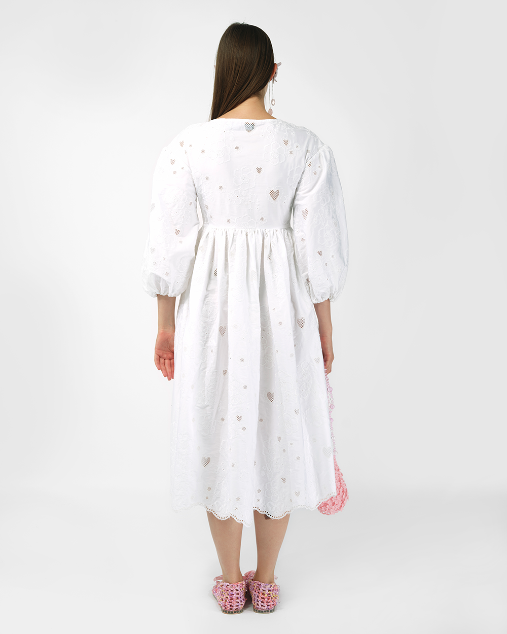 BRODERIE ANGLAISE PUFF SLEEVE DRESS