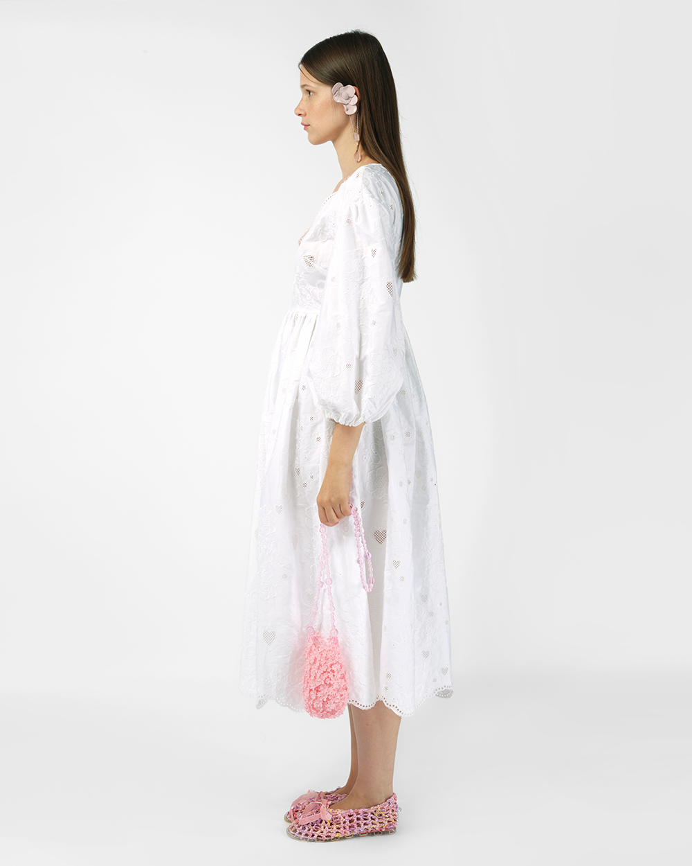 BRODERIE ANGLAISE PUFF SLEEVE DRESS