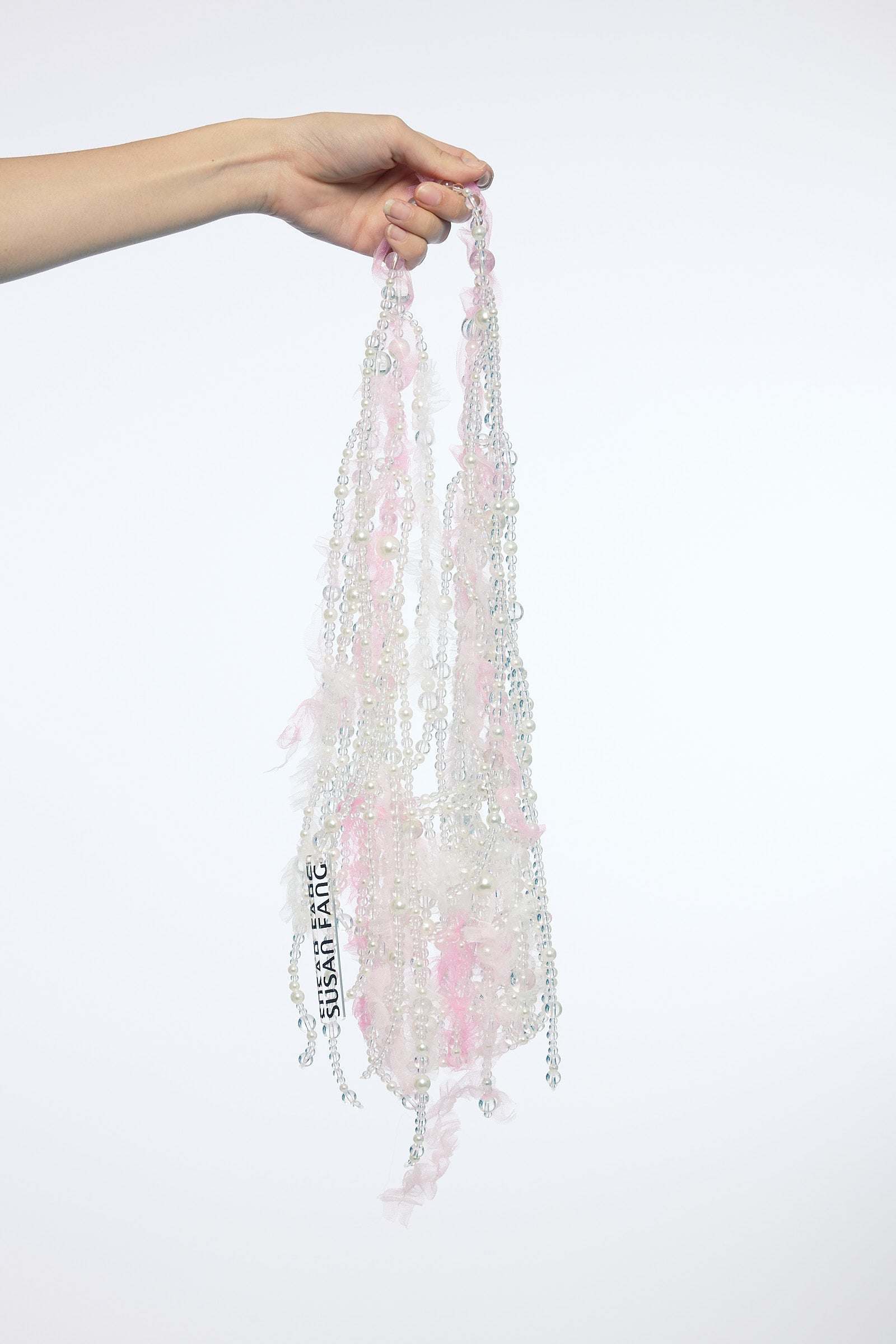 PINK TULLE BEADED BAG