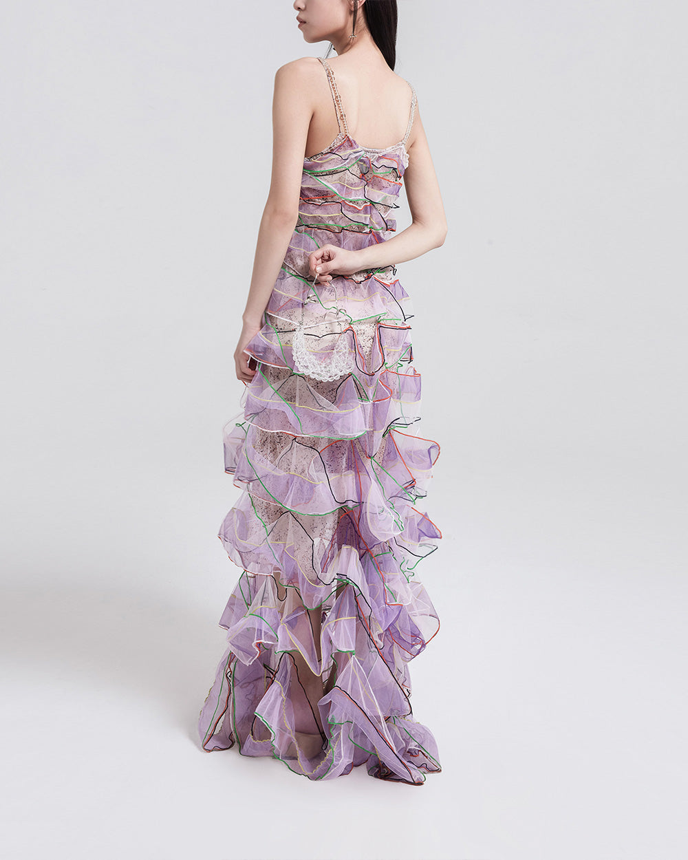 Printed Air-Ribbon Tulle Dress