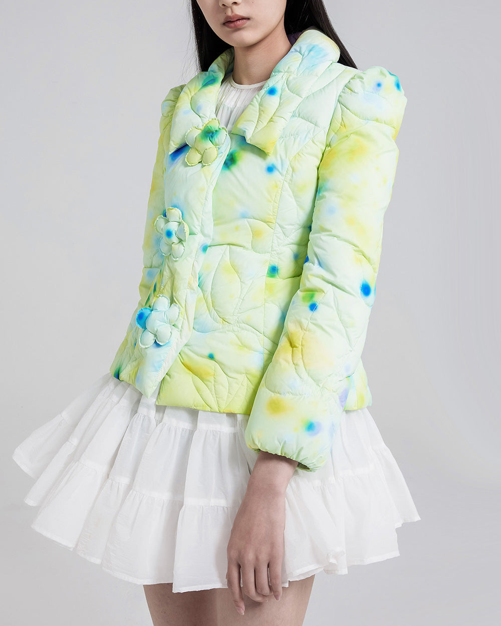 Printed Collar Puffer Jacket