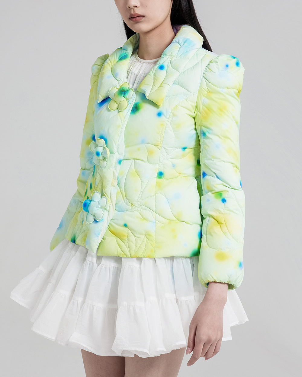 Printed Collar Puffer Jacket