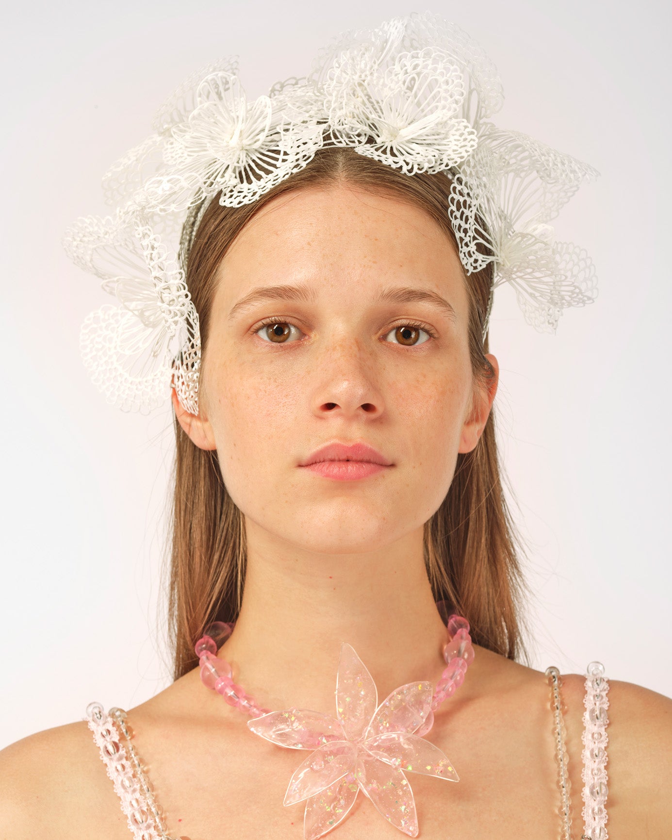 WHITE WOMEN 3D PAINTED FLOWER HEADBAND WEDDING BRIDAL WEAR