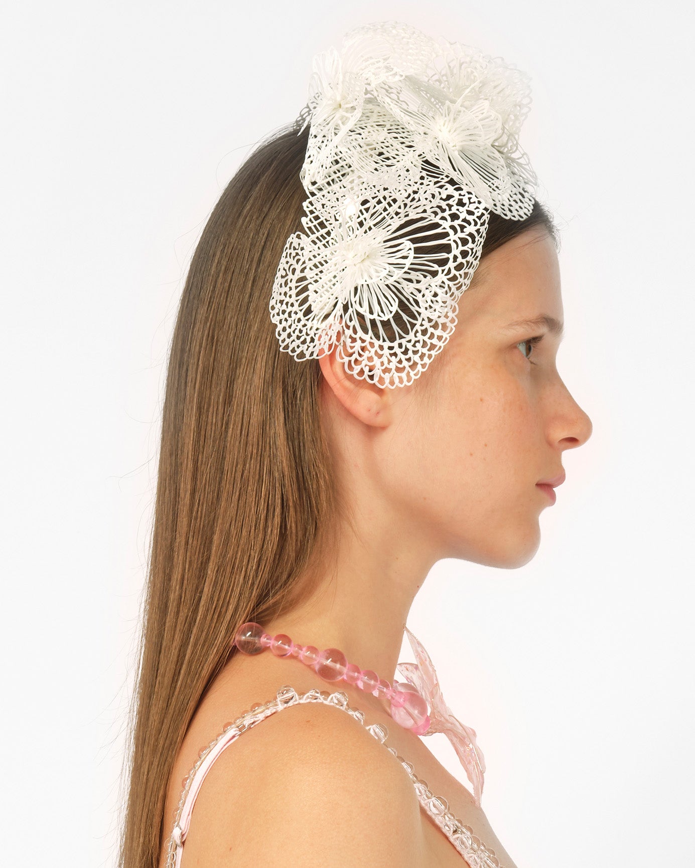 WHITE WOMEN 3D PAINTED FLOWER HEADBAND WEDDING BRIDAL WEAR