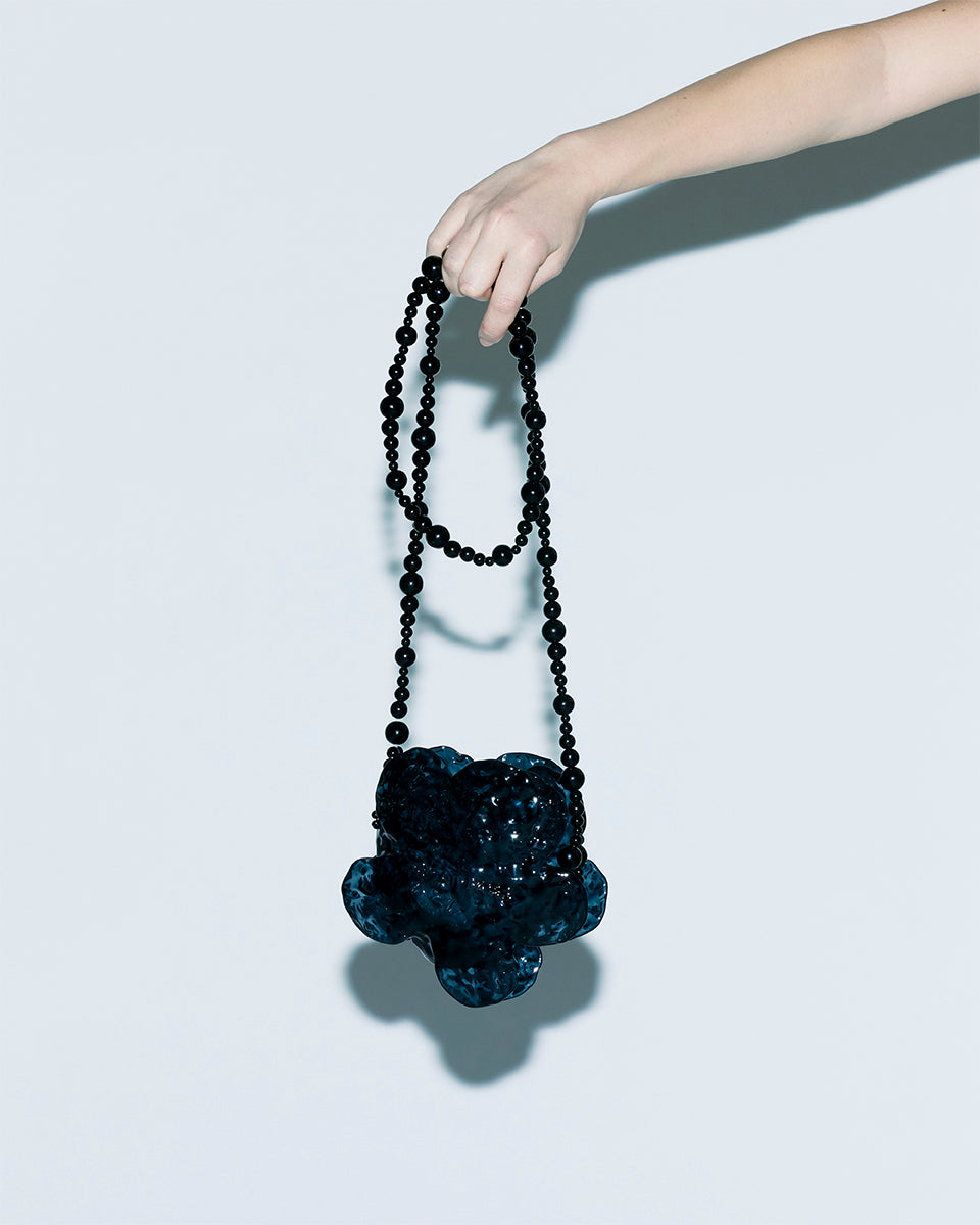 3D PRINTED CRYSTAL RESIN CROSSBODY BAG BEADED STRAP FLOWER BAG