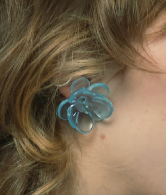 BLUE WOMEN GIRL 3D PRINTED FLOWER EARRING