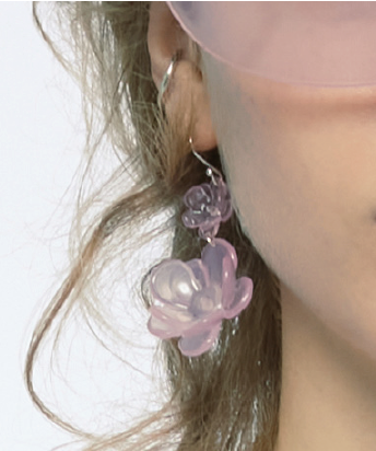 PINK WOMEN GIRL 3D PRINTED FLOWER EARRING