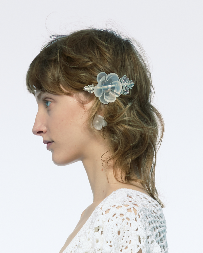 WHITE WOMEN GIRL 3D PRINTED FLOWER EARRING