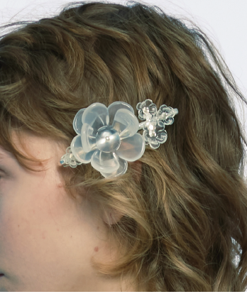 WOMEN GIRL 3D PRINTED FLOWER HAIRCLIP WHITE ART DESIGN