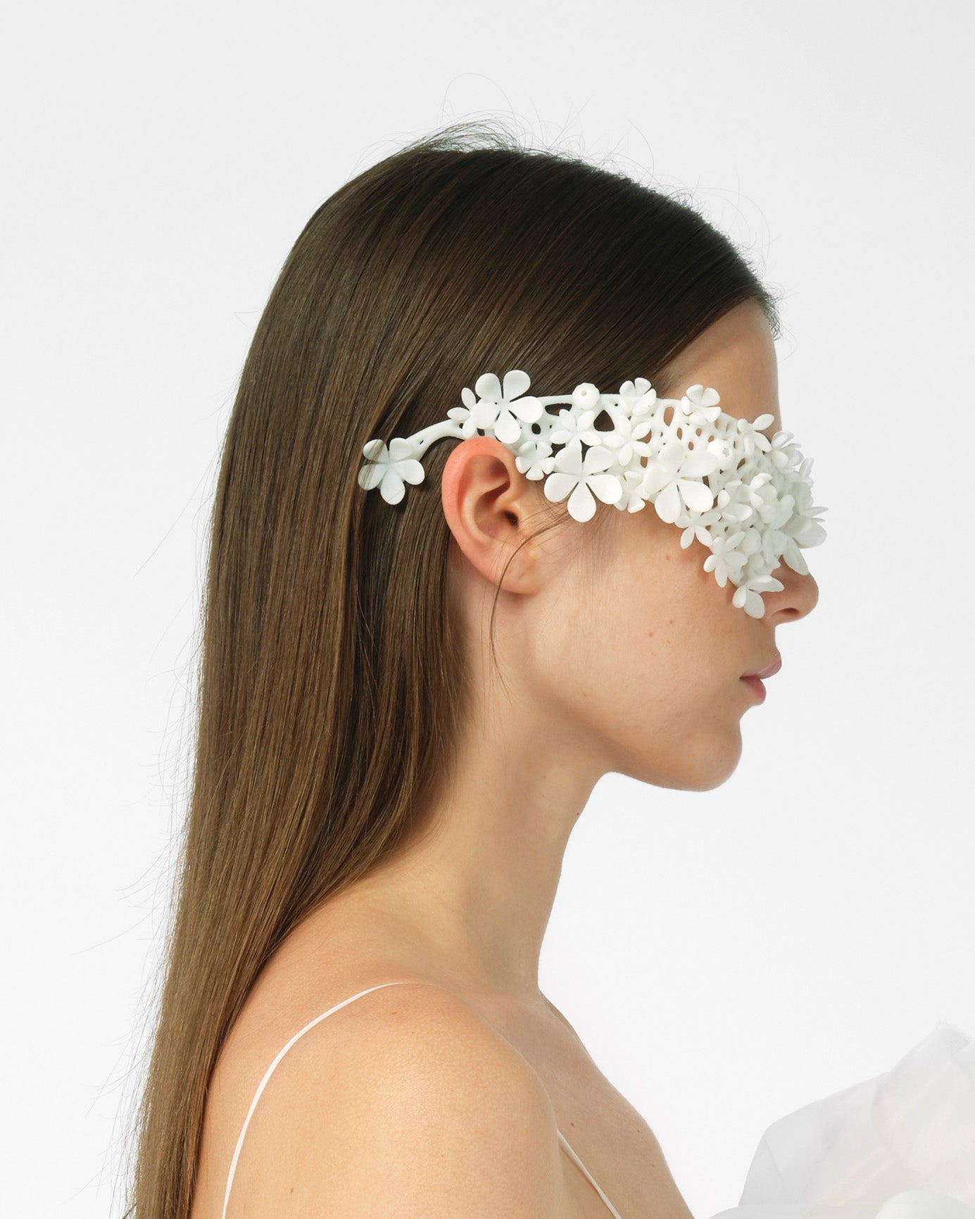 WHITE WOMEN 3D PRINTED FLOWER SUNGLASSES