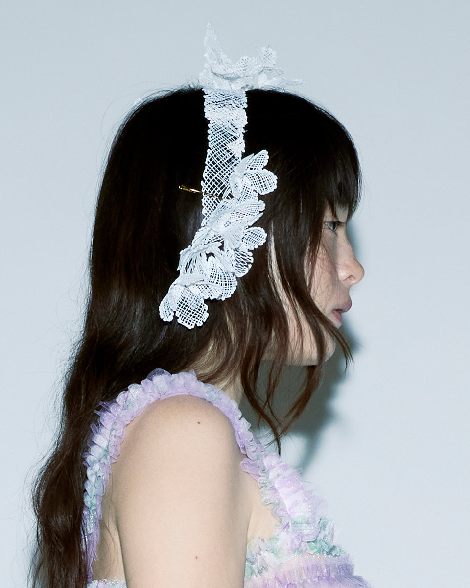 3D PRINTED FLOWER-SHAPED GRID TEXTURE HEADBAND 