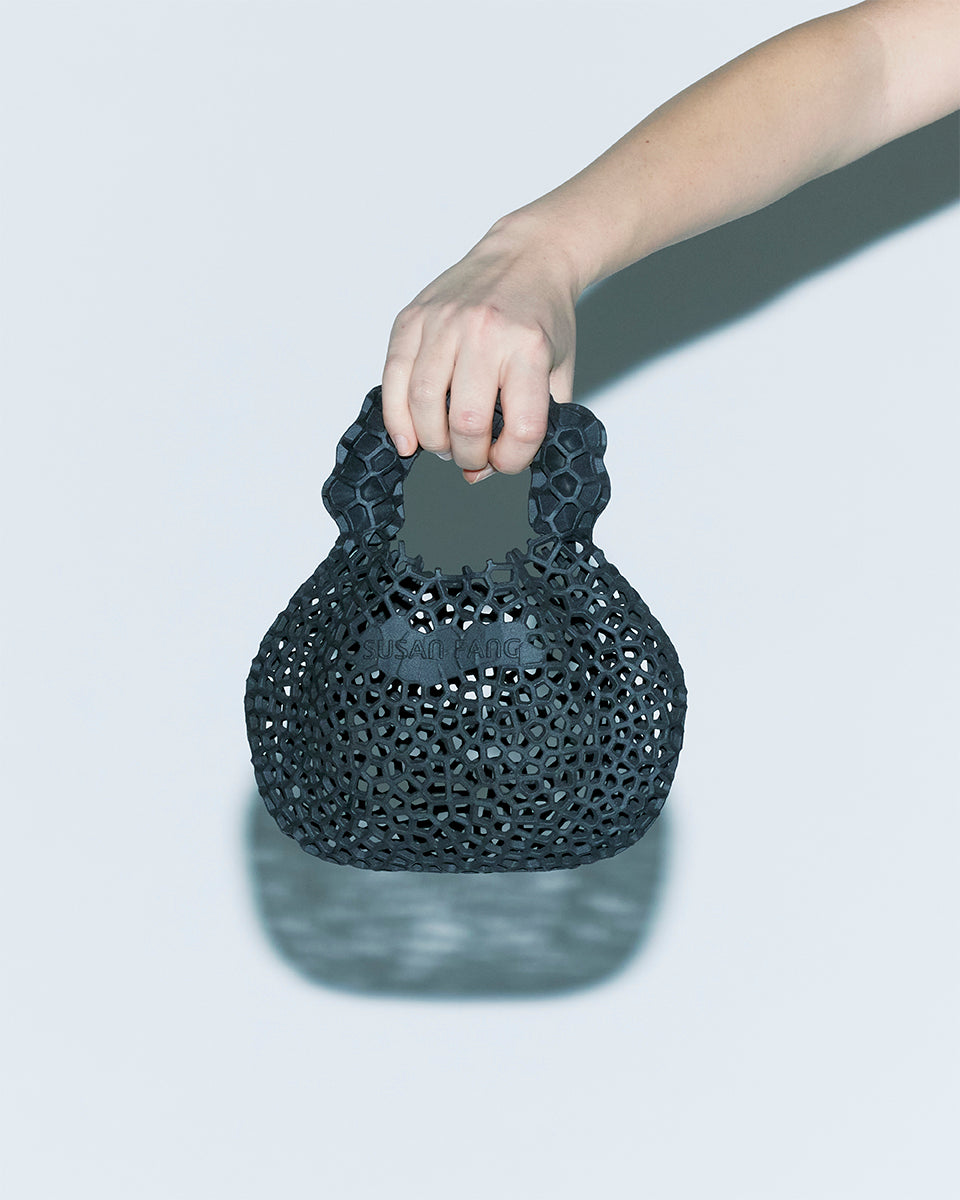 3D PRINTED CRYSTAL RESIN  HONEYCOMB PATTERNS BUBBLE-SHAPED HANDLE WOMEN BAG