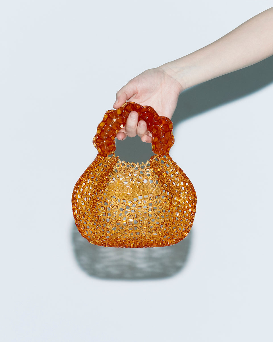 3D PRINTED CRYSTAL RESIN  HONEYCOMB PATTERNS BUBBLE-SHAPED HANDLE WOMEN BAG