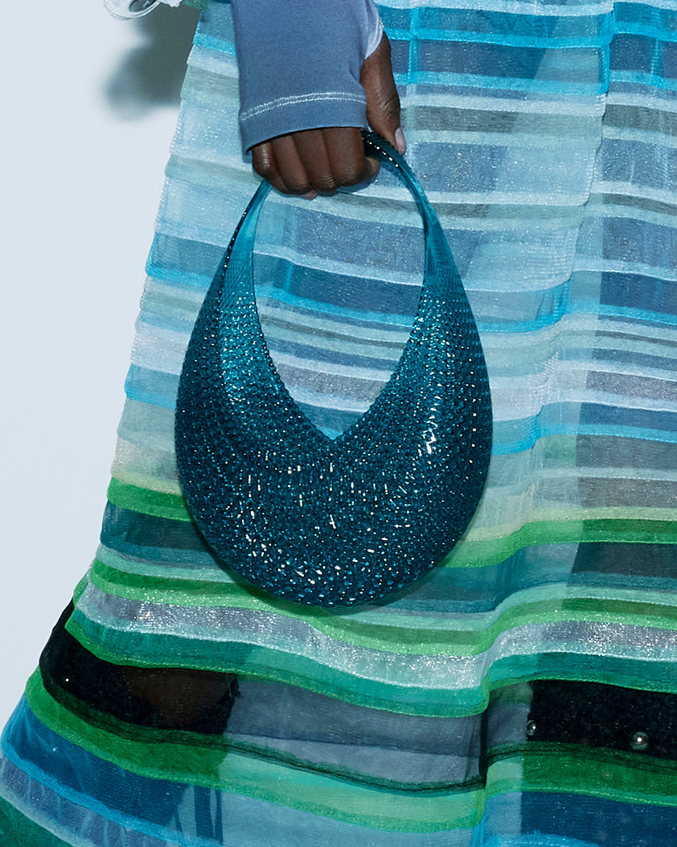 3D PRINTED CRYSTAL RESIN SEMILUNAR SHAPE GRID TEXTURES NON-FLEXIBLE  BAG