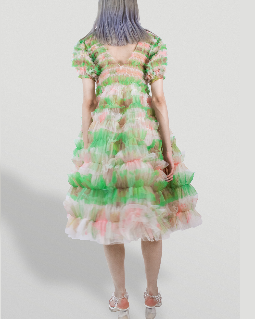 GREEN AIR-RIBBON DRESS