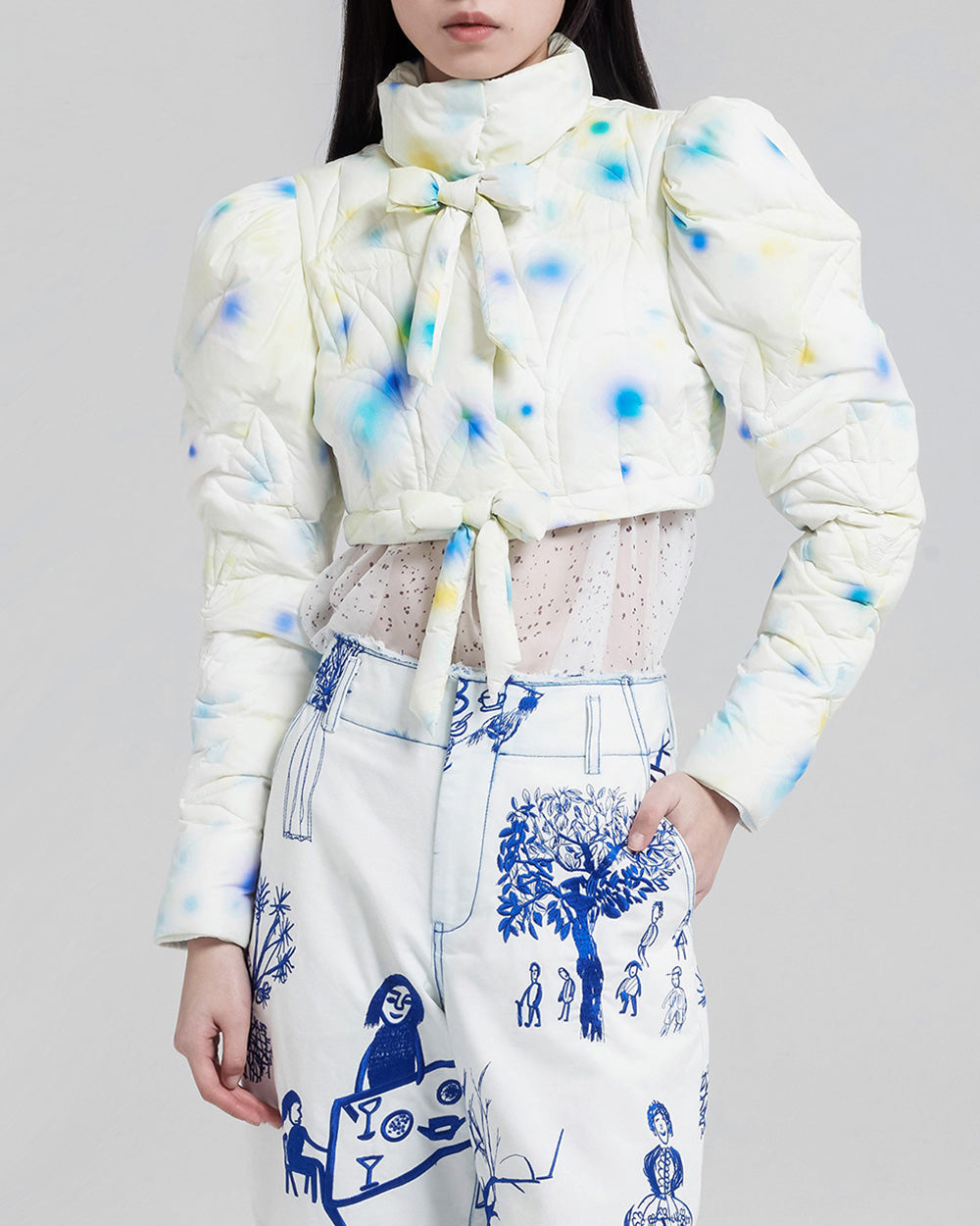 Printed Crop Puffer Jacket