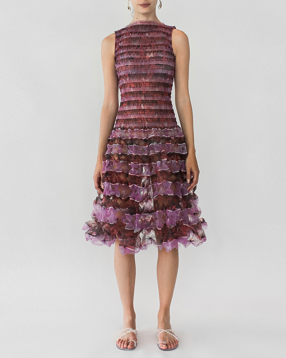 MAGENTA SMOCK AIR-BALLOON DRESS