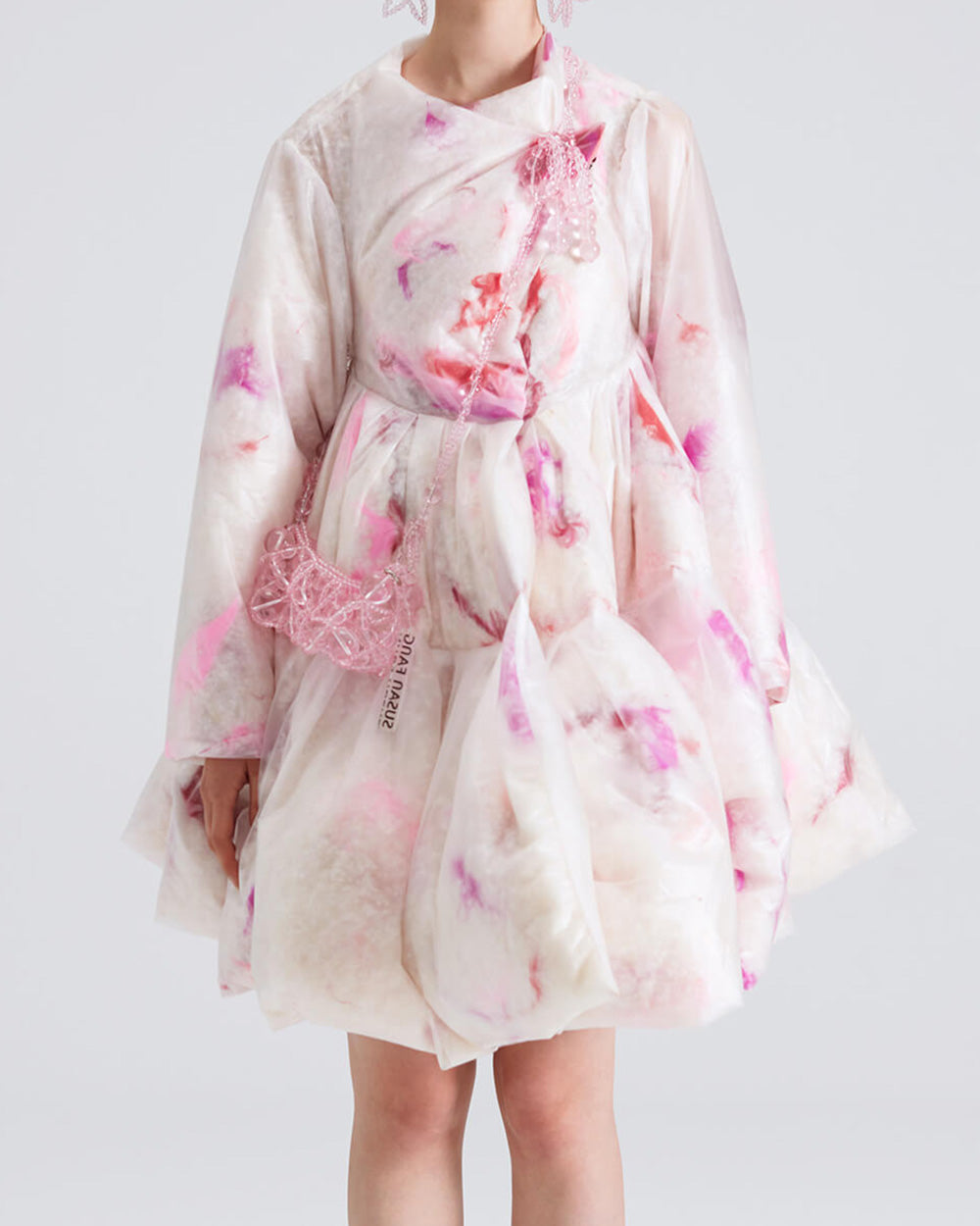 Feather Puff A Line Dress Coat