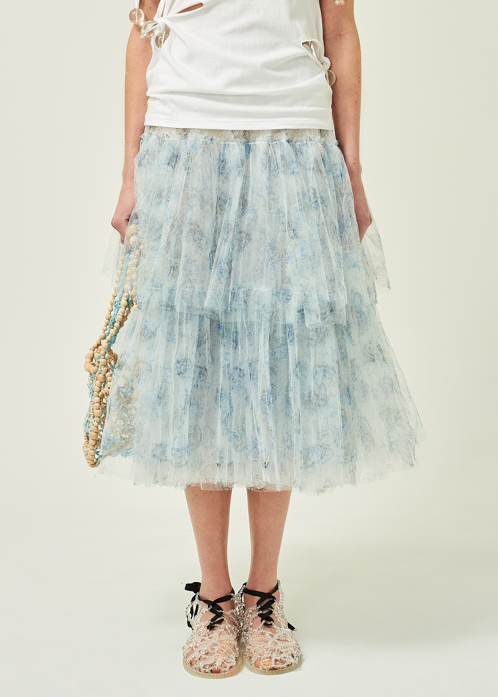 PRINTED FRILL SKIRT