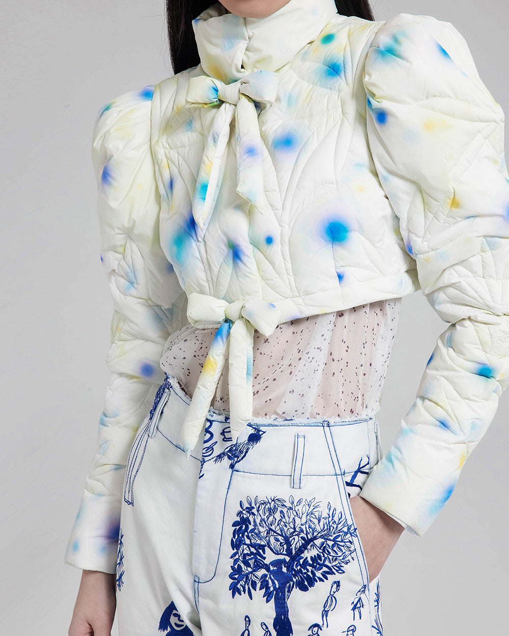 Printed Crop Puffer Jacket