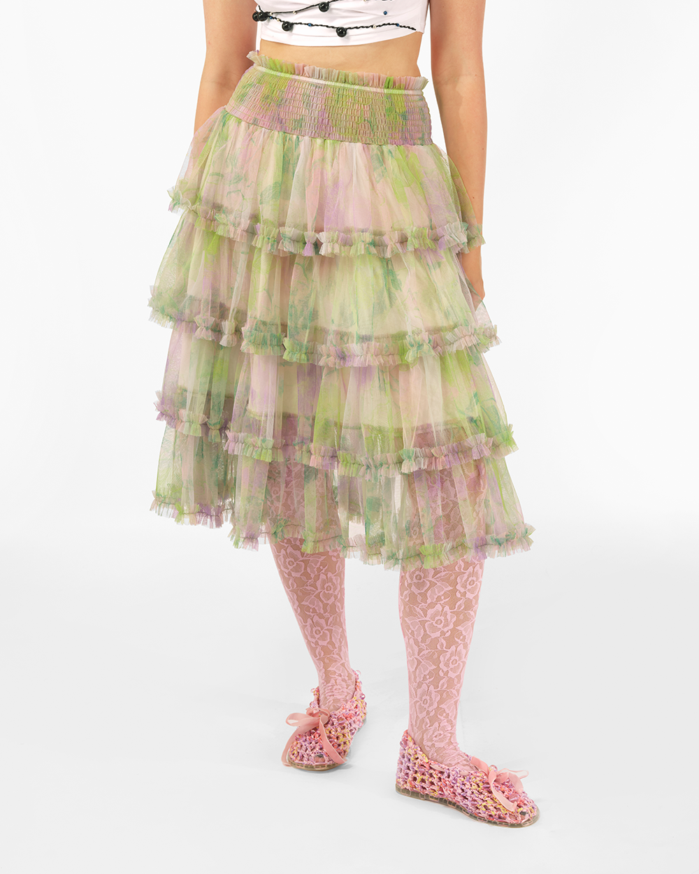 TIERED TULLE RUFFLE SKIRT