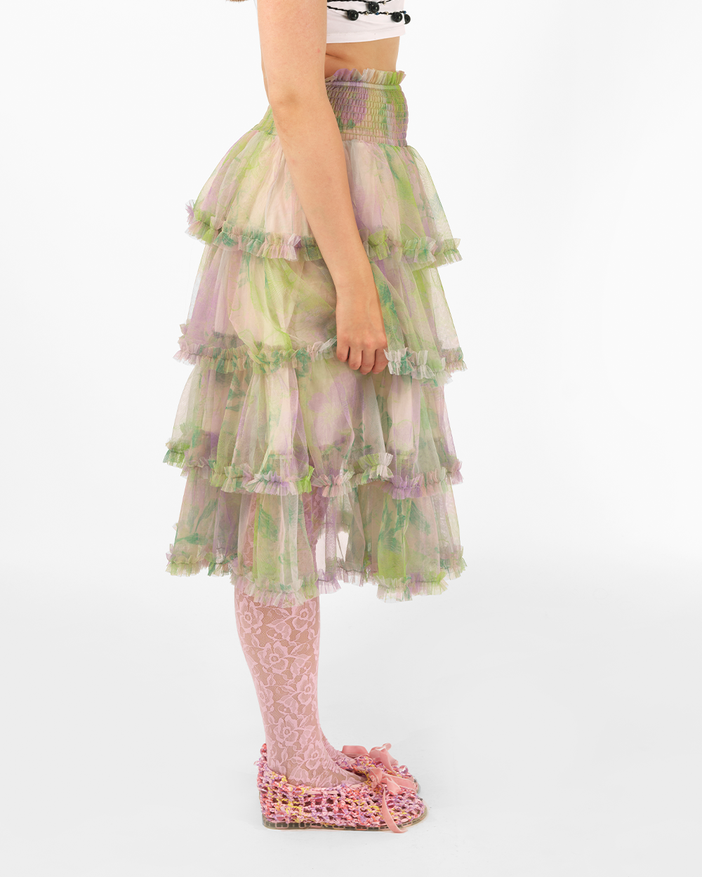 TIERED TULLE RUFFLE SKIRT