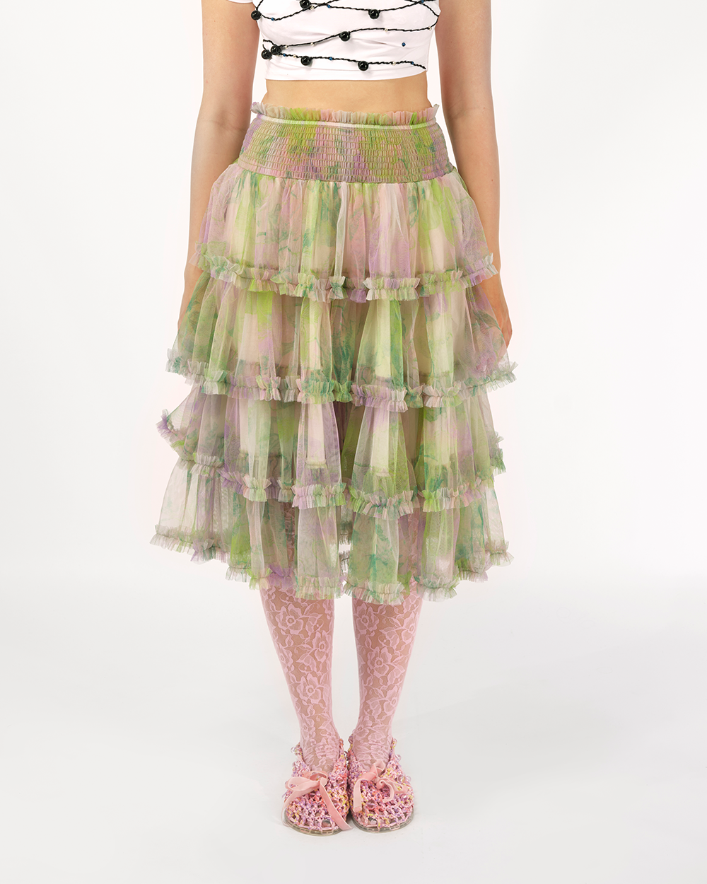 TIERED TULLE RUFFLE SKIRT