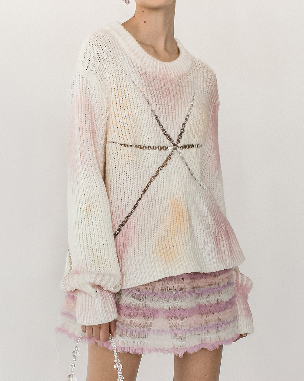 BEAD SLITS KNIT JUMPER