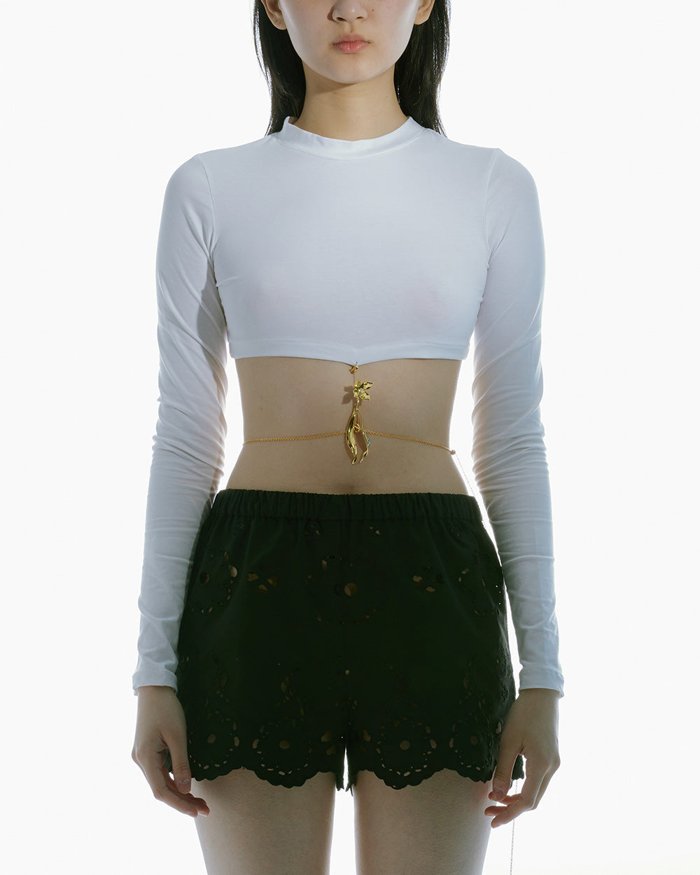 CROPPED JERSEY TOP WITH PENDANT