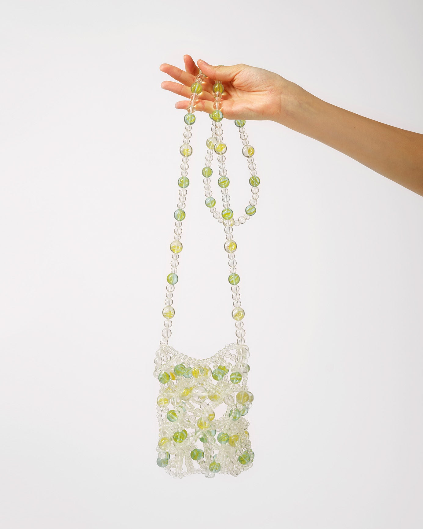 WOMEN GIRL GREEN BUBBLE BEADED CROSSBODY BAG SMALL 