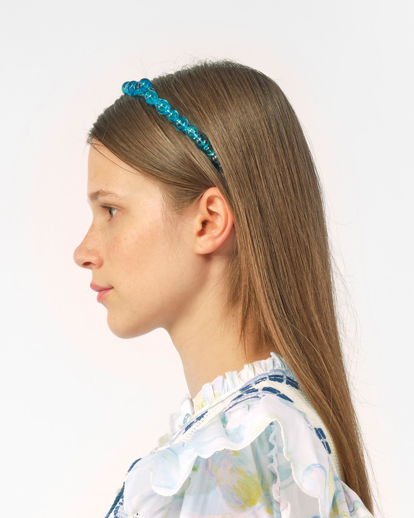 WOMEN GIRL 3D PRINTED BLUE BOW BEADED HEADBAND HAIR BAND 