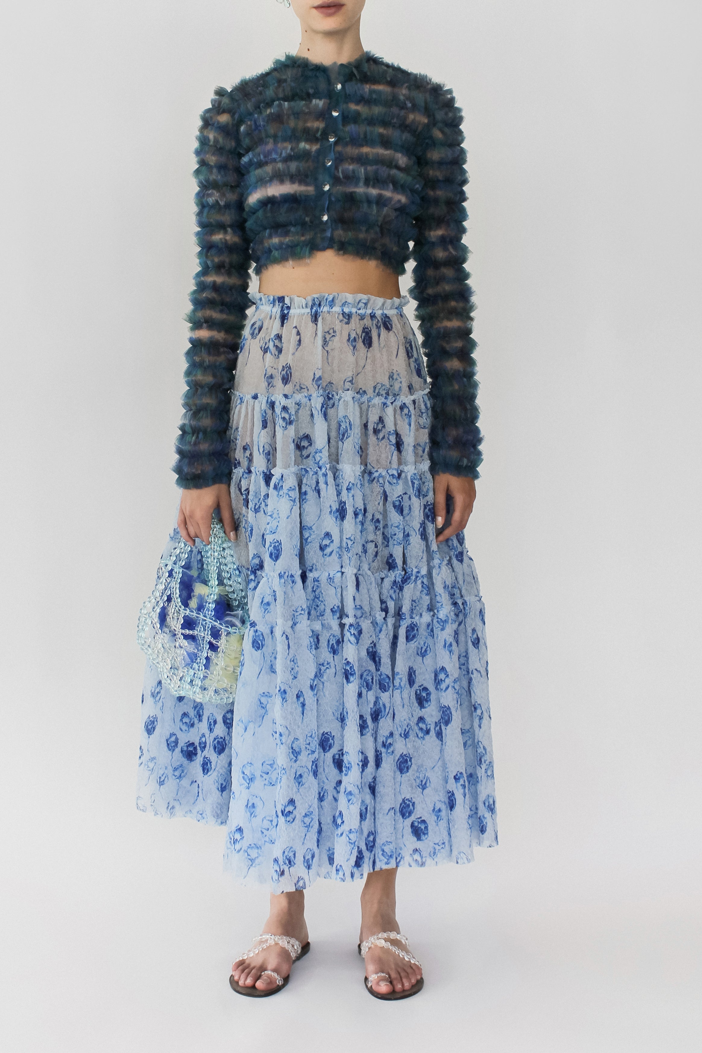 FLORAL PRINT GATHERED SKIRT