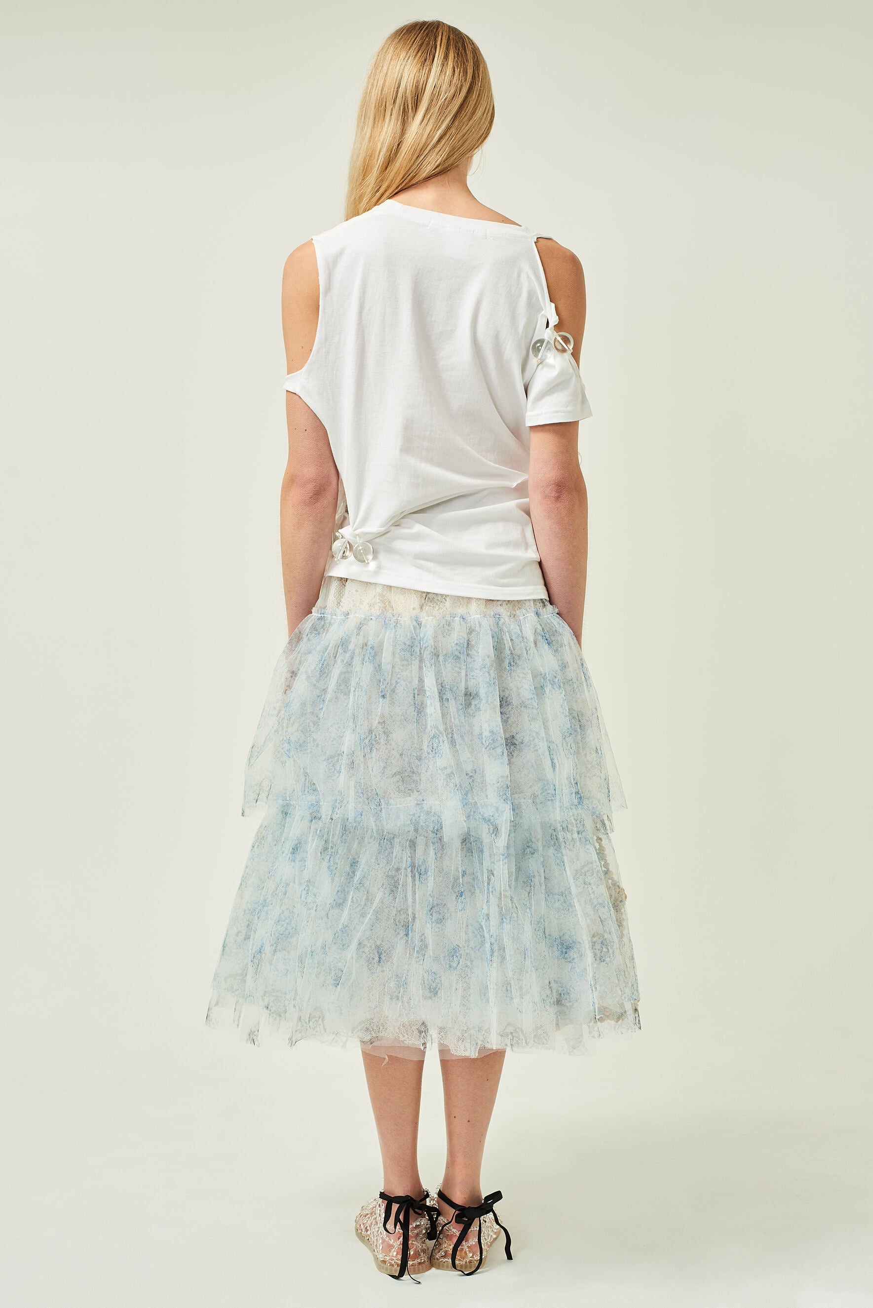 PRINTED FRILL SKIRT