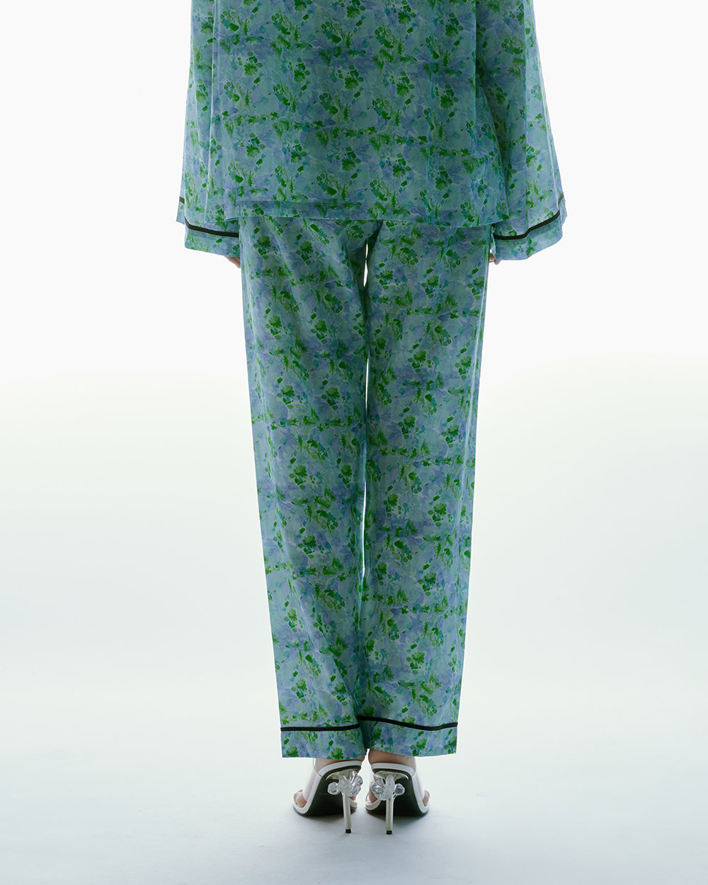 WOMEN STYLE LONG PANTS PAJAMAS TROUSER BLUE