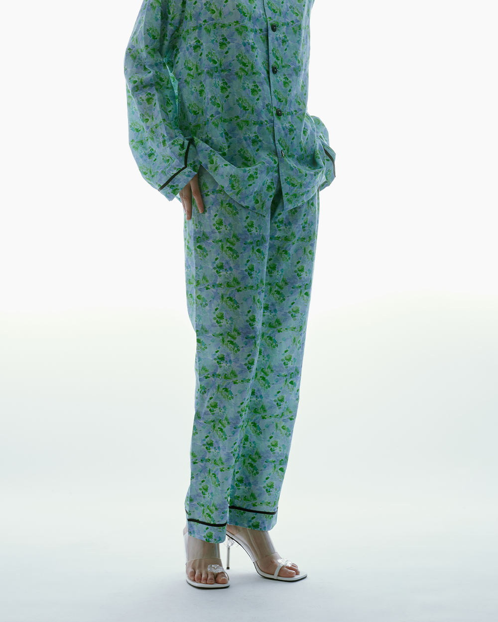 WOMEN STYLE LONG PANTS PAJAMAS TROUSER BLUE