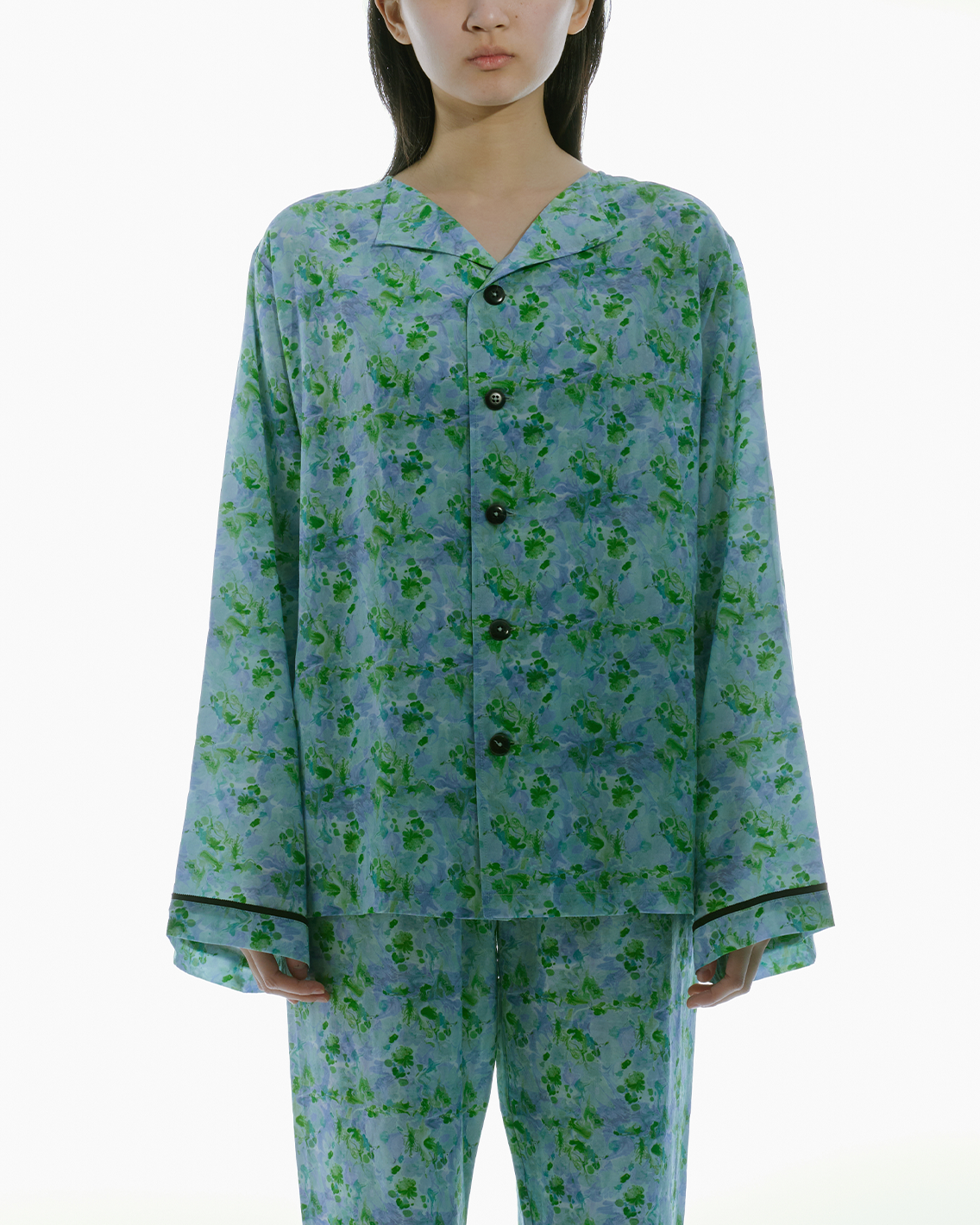 WOMEN LONG SLEEVE PAJAMA SHIRT TOP PRINTED STYLE