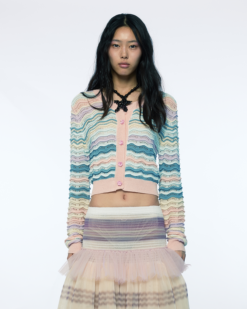 PASTEL WAVE KNIT KNITWEAR MULTI COLOURS WOMEN CARDIGAN