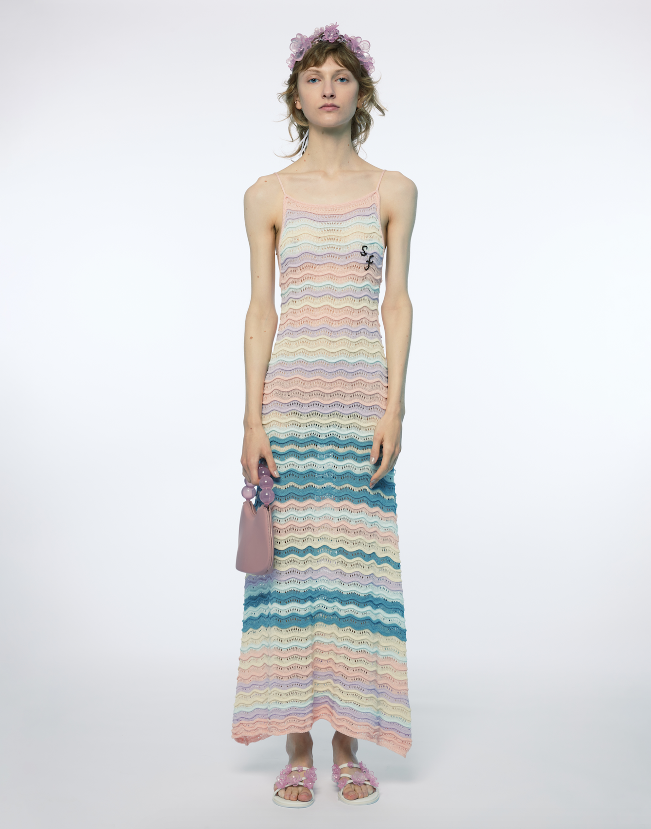 MULTI-COLOURS WAVE KNIT SUMMER WOMEN DRESS