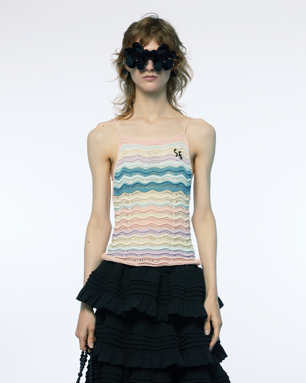 WAVE MULTI-COLOURS KNIT HALTER NECK TANK