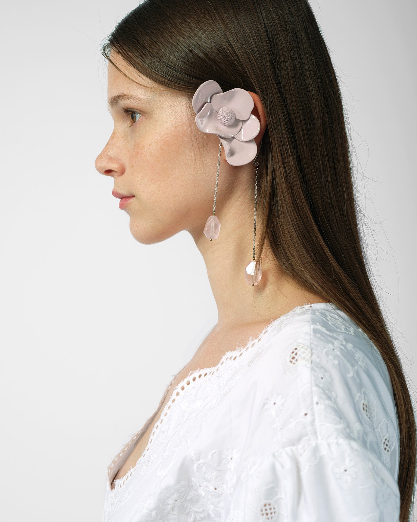 3D FLOWER DANGLING EAR CUFF