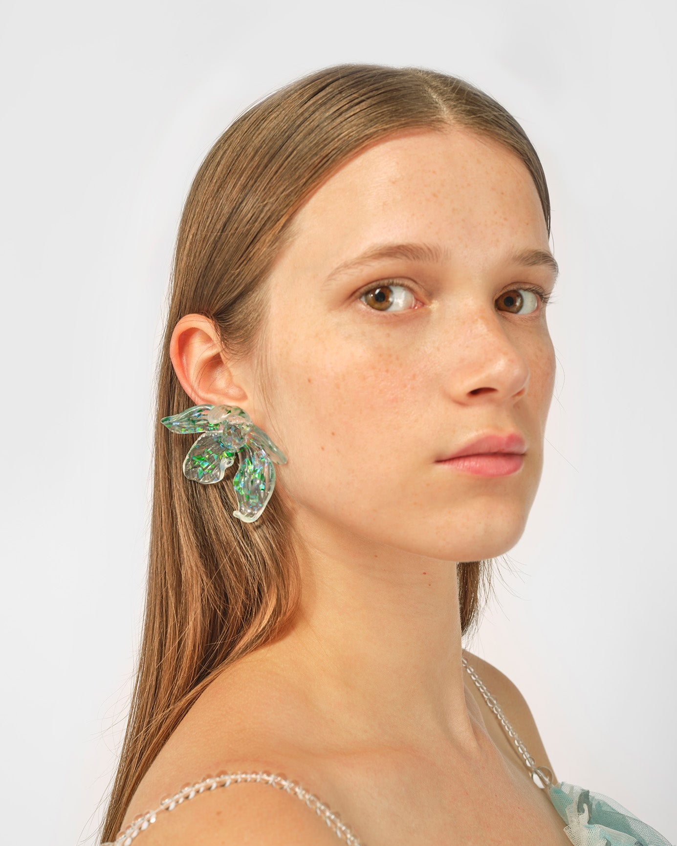 3D PRINTED SPARKLE FLOWER EARRING