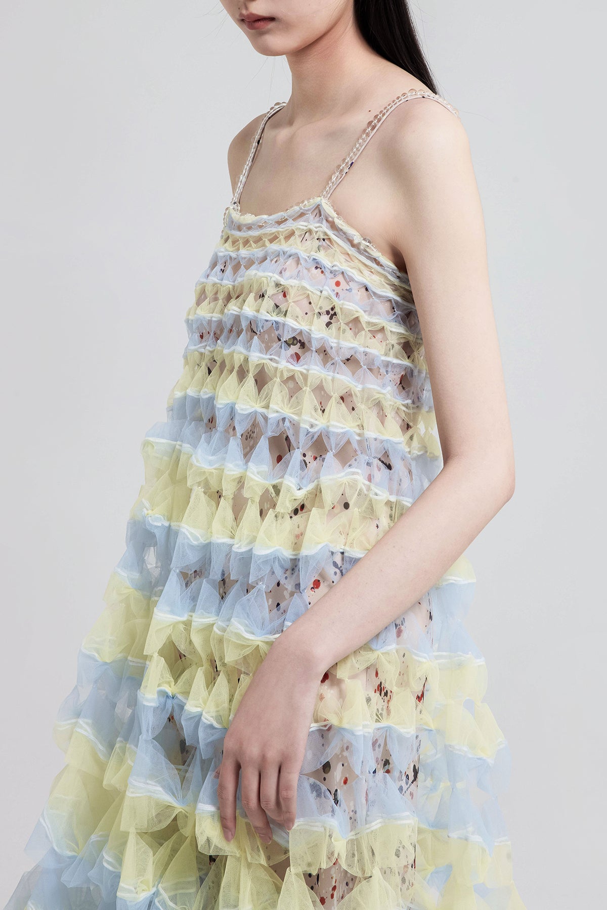 Bubble Bead Strap Air-Ribbon Dress