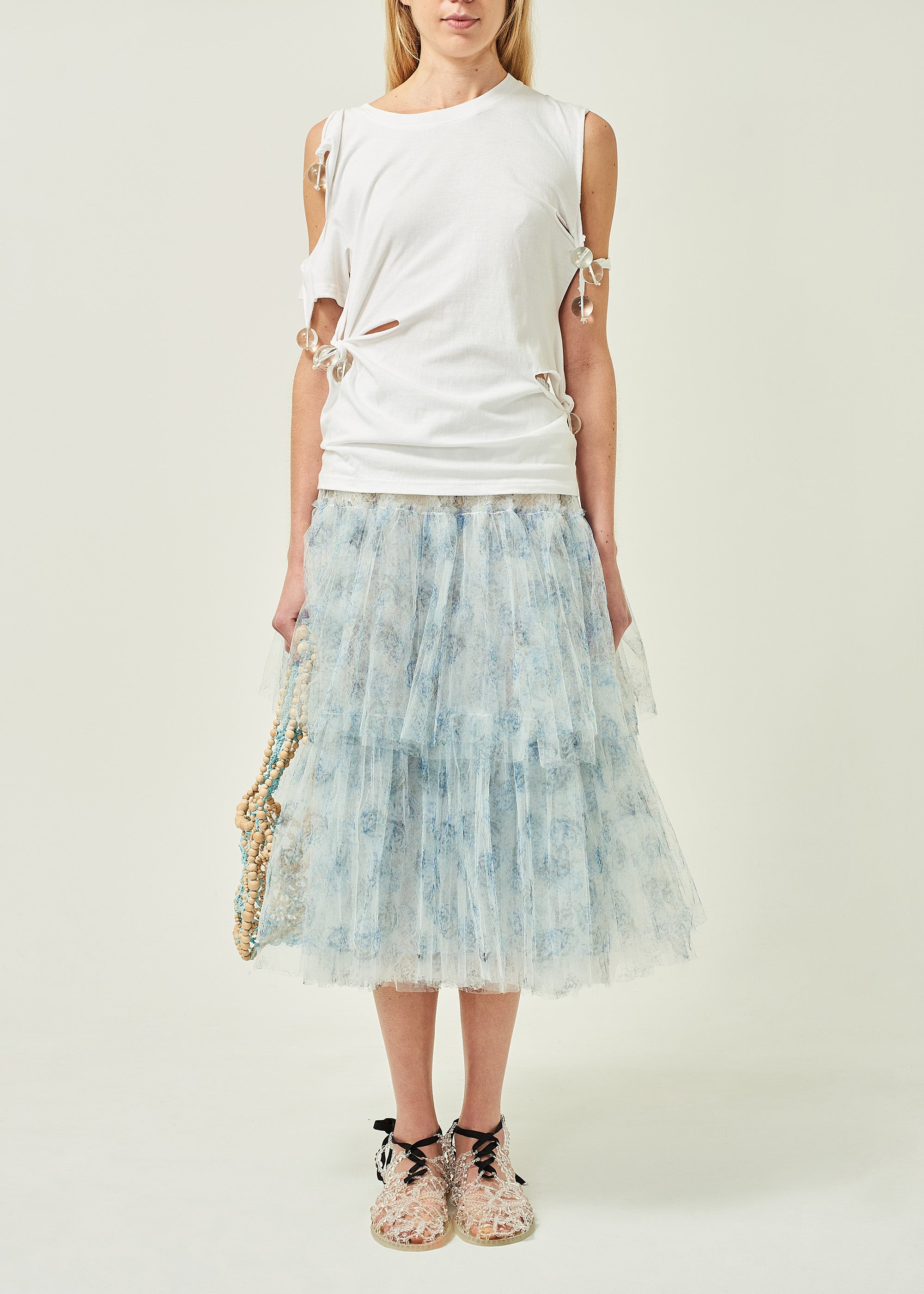 PRINTED FRILL SKIRT