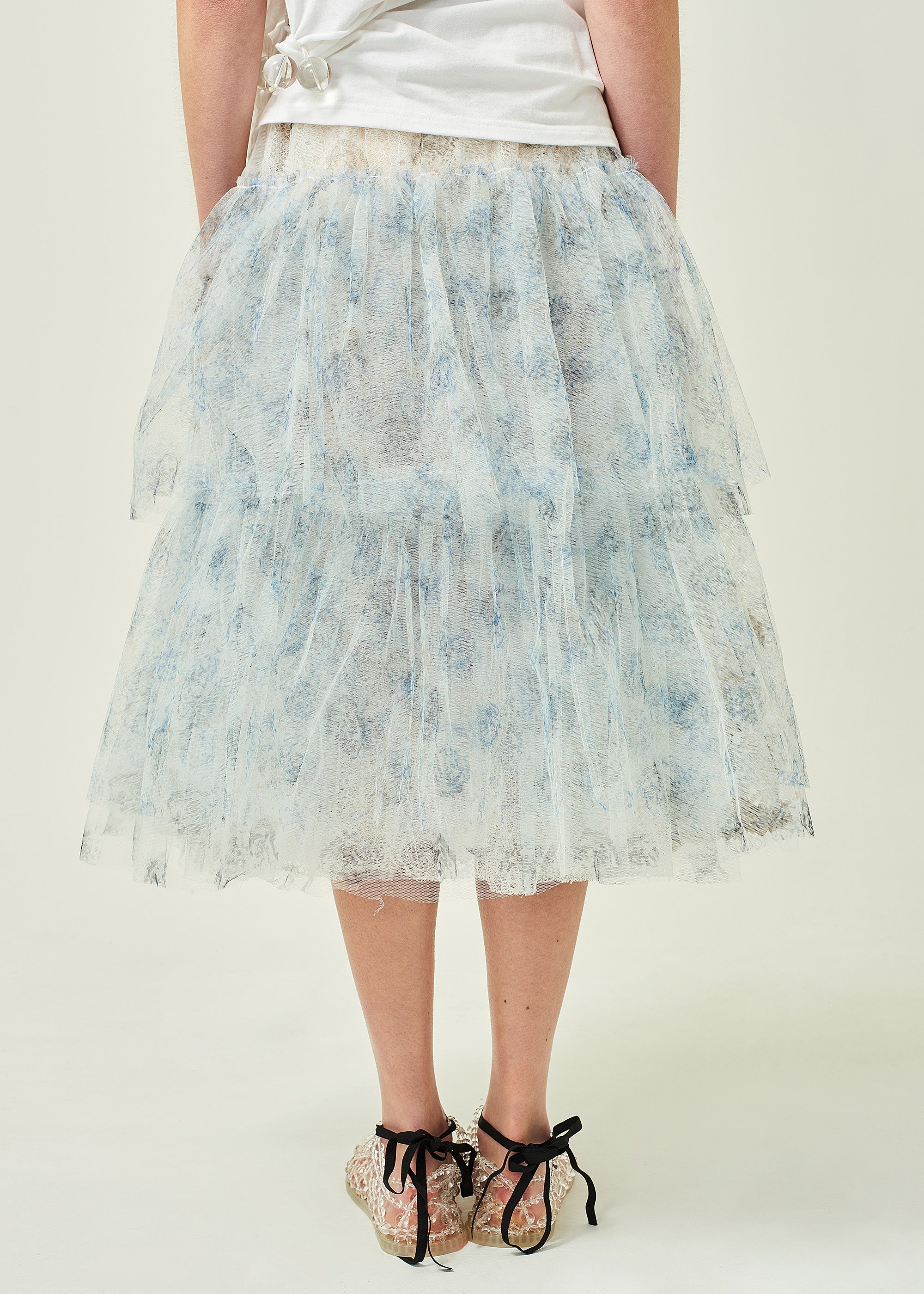 PRINTED FRILL SKIRT