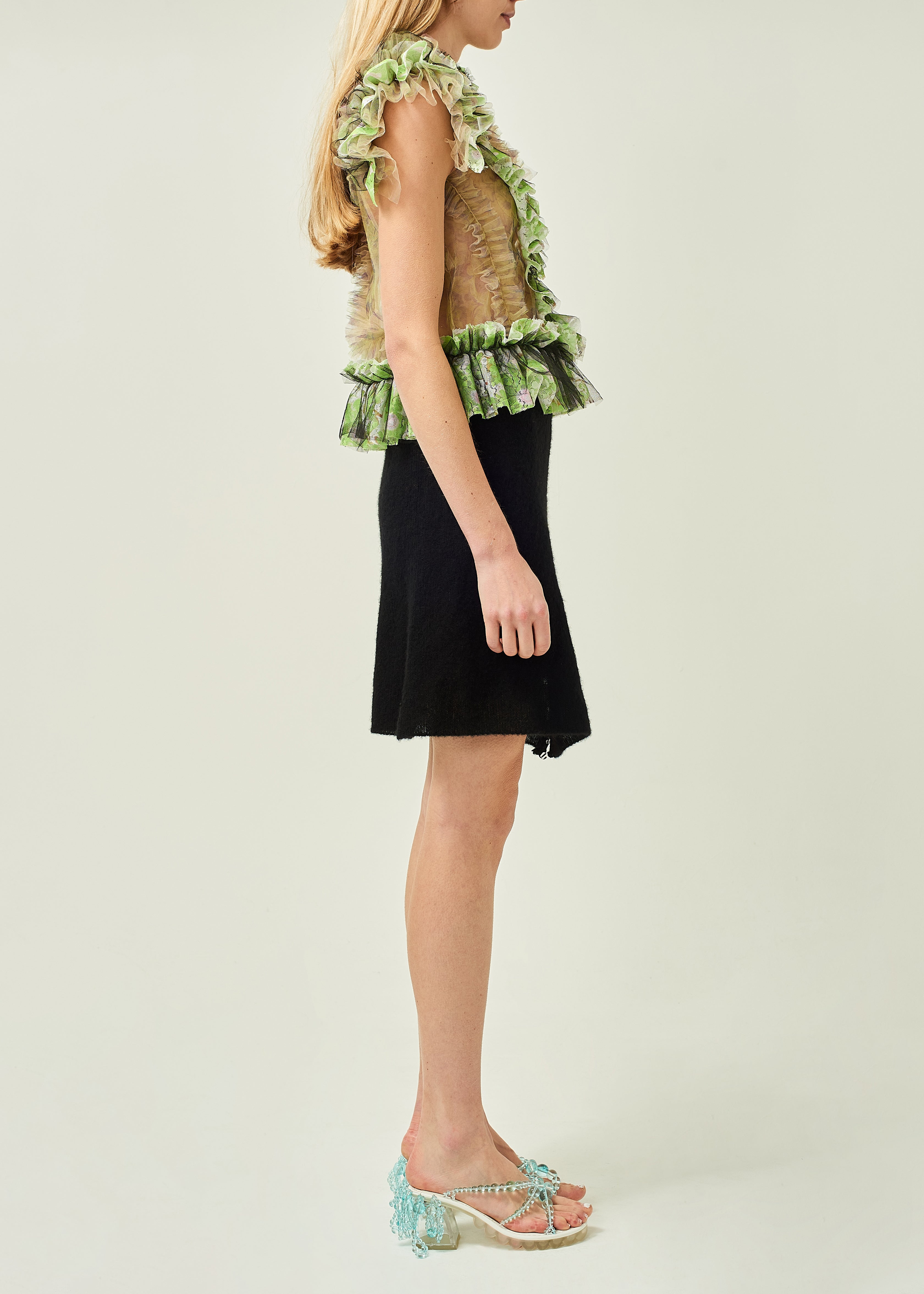 RUFFLE TULLE BLOUSE