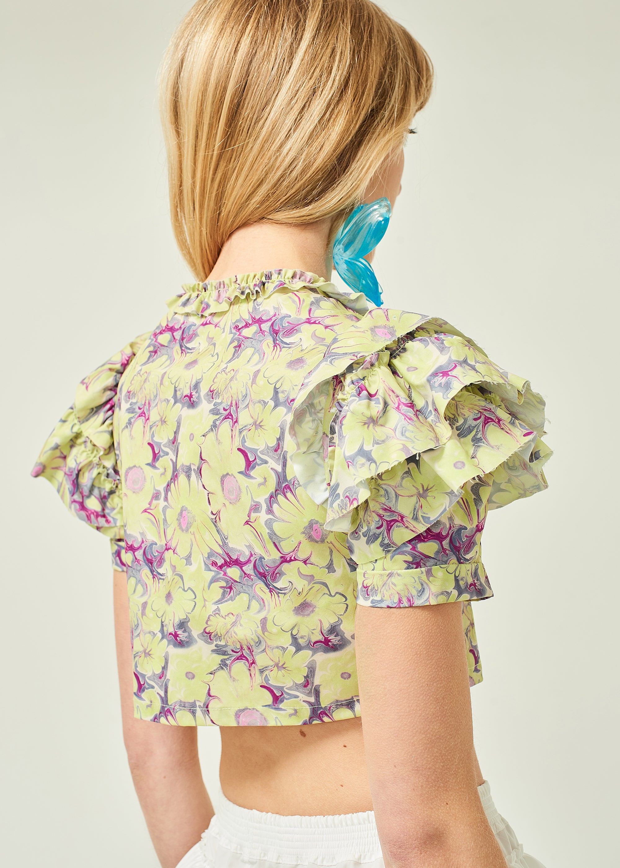 FLORAL PRINTED RUFFLE TOP