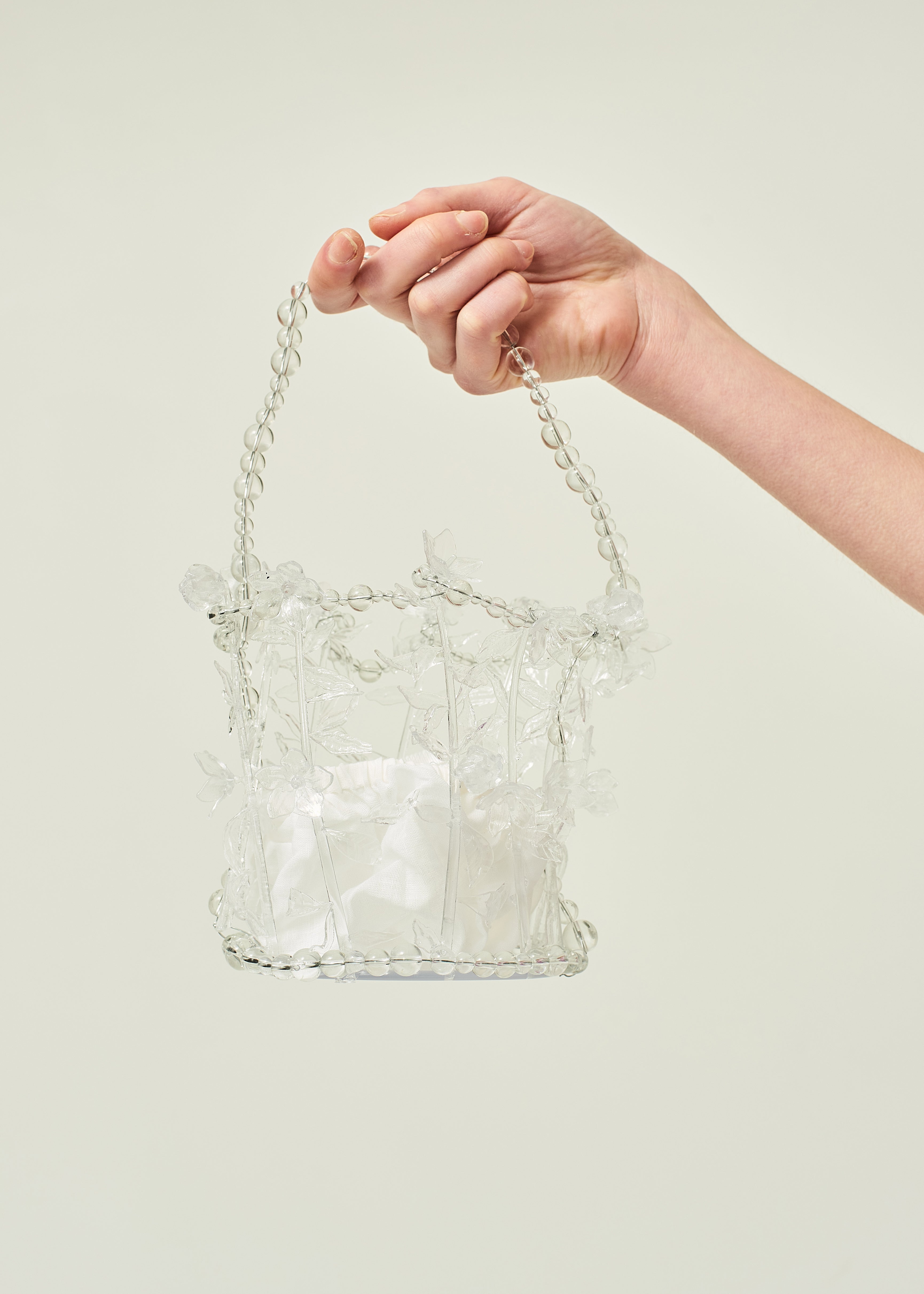 CRYSTAL FLORAL BASKET BAG