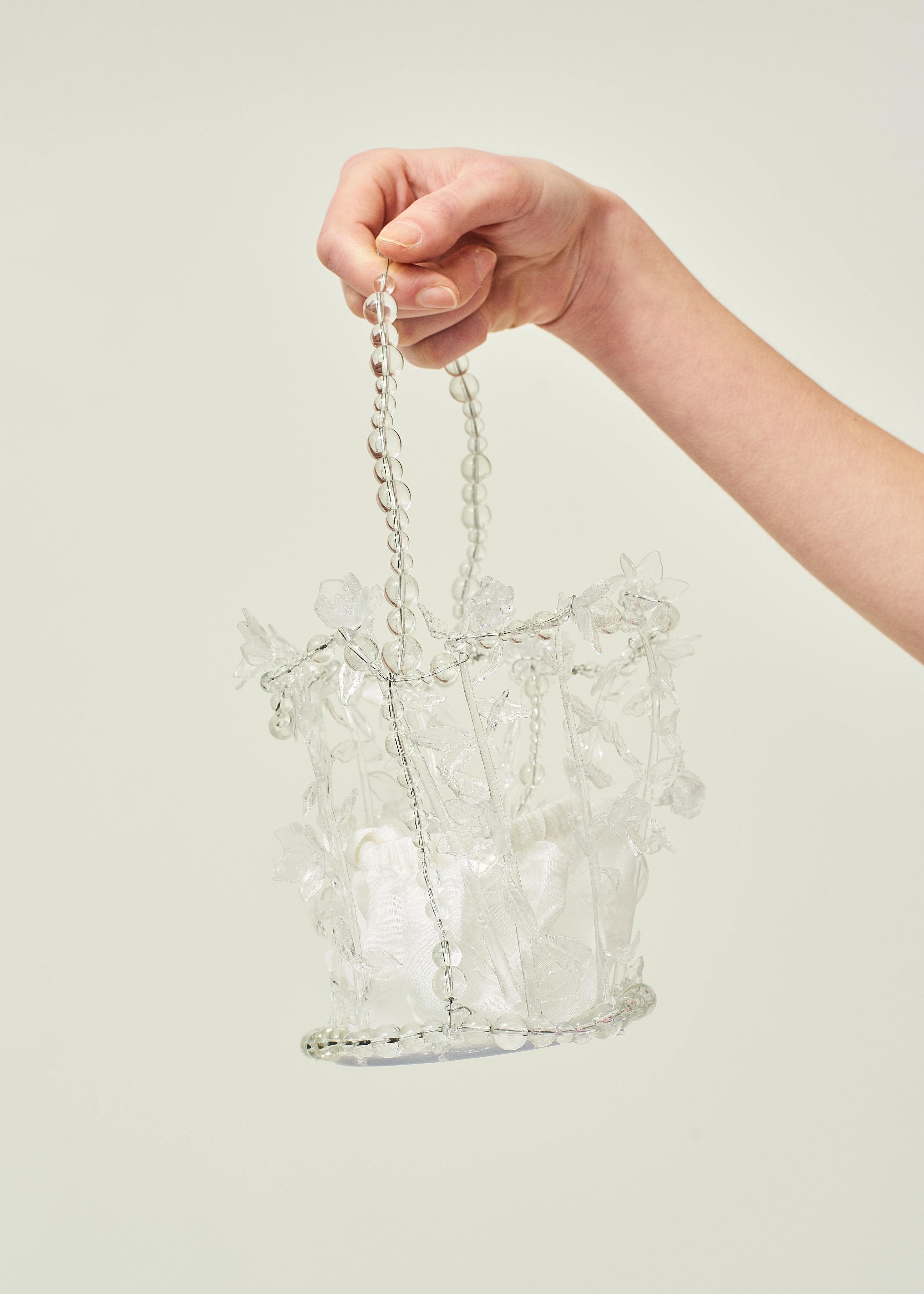 CRYSTAL FLORAL BASKET BAG