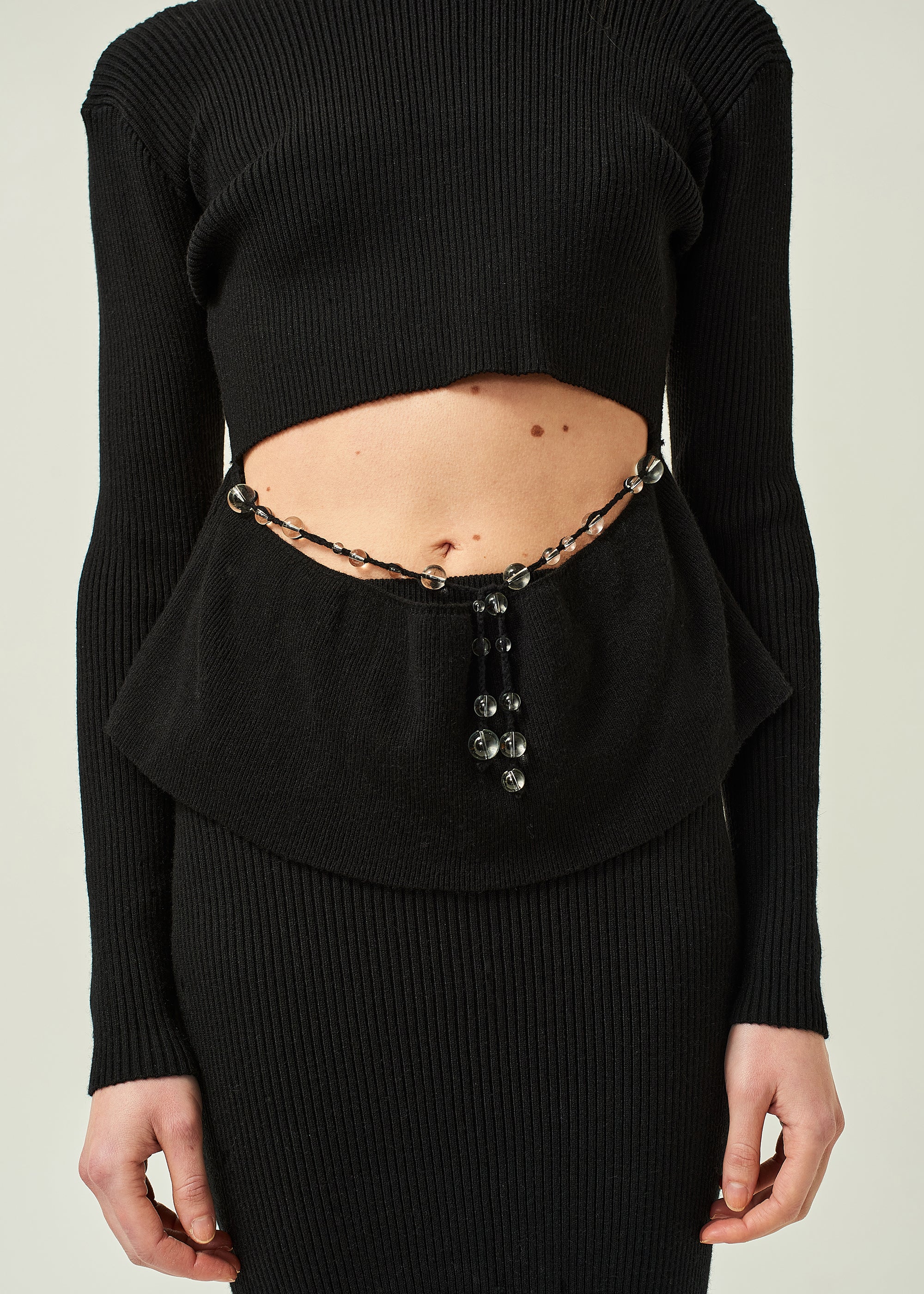 BEADED CROPPED CUT-OUT TOP